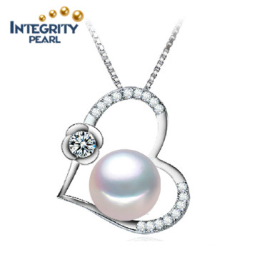 10-11mm Semi Round AAA Freshwater Heart Shape Jewelry Pearl Pendant